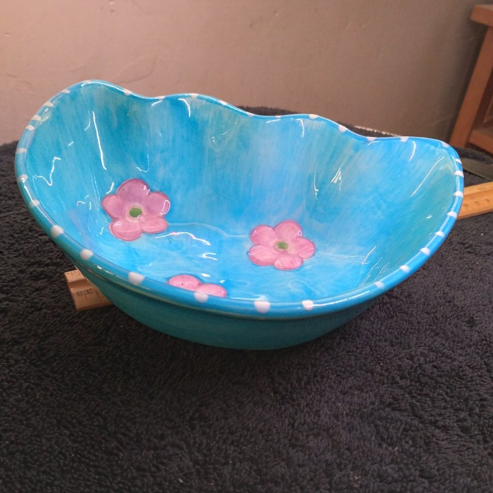 Pastel blue and pink easter candy dish